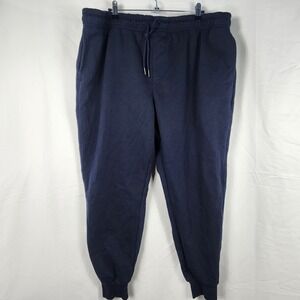Mens XXXL Navy Blue Jogger Sweatpants Thick Chunky Fleece Drawstring Lounge Pant